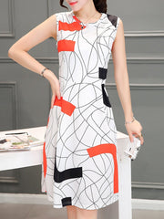 Round Neck Printed Fashion Shift Dress