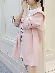 Plain Tie Sleeve Trench Coats
