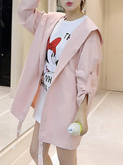 Plain Tie Sleeve Trench Coats