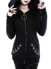 Autumn Spring Cotton Blend Zips Decorative Hardware Plain Long Sleeve Hoodies