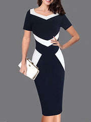 Square Neck Color Block Bodycon Dress