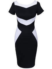 Square Neck Color Block Bodycon Dress