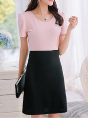 Square Neck Color Block Bodycon Dress