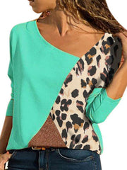Matching Color Round Collar Long Sleeve Plus Size Casual T-shirt