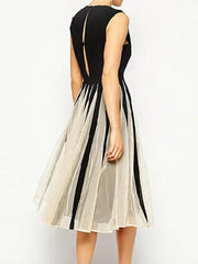 Round Neck Striped Skater Dress