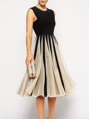 Round Neck Striped Skater Dress