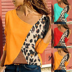 Matching Color Round Collar Long Sleeve Plus Size Casual T-shirt