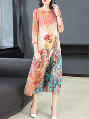 Round Neck Printed Maxi Dress