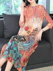 Round Neck Printed Maxi Dress