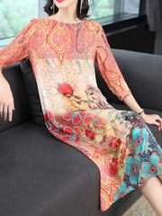 Round Neck Printed Maxi Dress