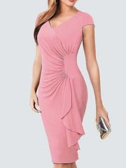 V-Neck Plain Bodycon Dress