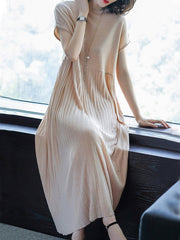 Round Neck Plain Maxi Dress