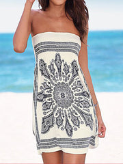 Off Shoulder Printed Shift Dress