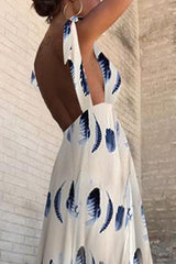 Sexy Sleeveless Floral Print Vacation Dresses For Woman