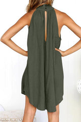 Crew Neck Plain Sleeveless Casual Dresses