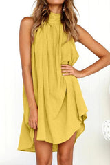 Crew Neck Plain Sleeveless Casual Dresses