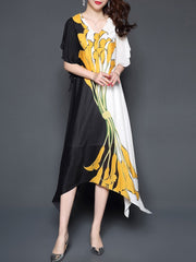 Round Neck Printed Maxi Dress