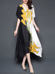 Round Neck Printed Maxi Dress