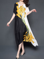 Round Neck Printed Maxi Dress