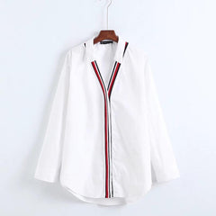 Fashion Ribbed Poplin Blouse