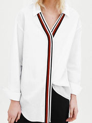 Fashion Ribbed Poplin Blouse