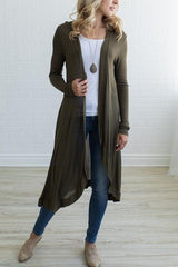 Snap Front Plain Casual Cardigans