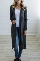Snap Front Plain Casual Cardigans