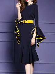 Crew Neck Plain Bodycon Dress