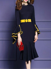 Crew Neck Plain Bodycon Dress