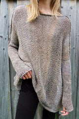Crew Neck Asymmetric Hem Plain Sweaters