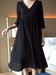 Round Neck Ruffled Hem Two Way Plain Skater Dress