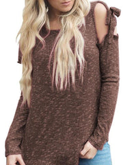 Crew Neck Asymmetric Hem Plain Sweaters