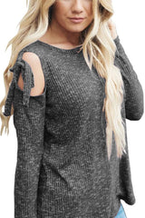 Crew Neck Asymmetric Hem Plain Sweaters