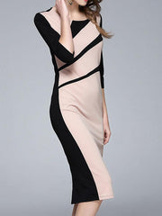 Round Neck Colouring Bodycon Dress