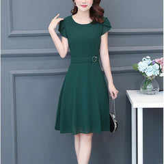 Women Elegant Large Size OL Commuting A Line Skater Dress