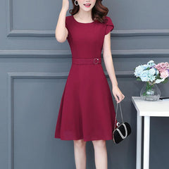 Women Elegant Large Size OL Commuting A Line Skater Dress