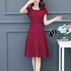 Women Elegant Large Size OL Commuting A Line Skater Dress