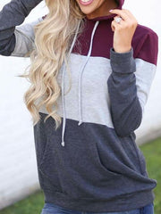 Colorblock Stitching Long Sleeve Hoodie