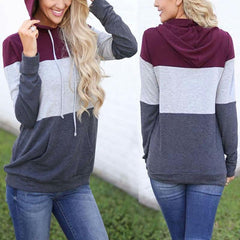 Colorblock Stitching Long Sleeve Hoodie