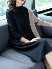Round Neck Color Block Shift Dress