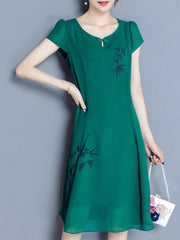 Round Neck Printed Maxi Dress