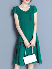 Round Neck Printed Maxi Dress