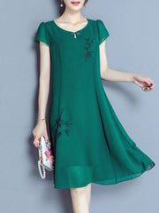Round Neck Printed Maxi Dress