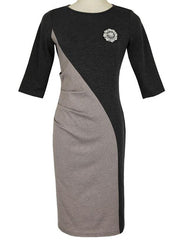 Round Neck Colouring Elegant Bodycon Dress