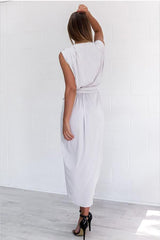 Deep V Collar Sexy Lace Up Sleeveless Maxi Dresses