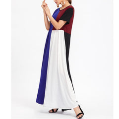Women Loose Multi-Color Patchwork Casual Maxi Dress