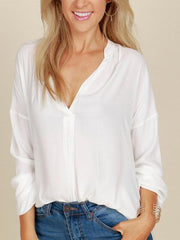 Women Casual Patchwork Chiffon Irregular Loose Blouse