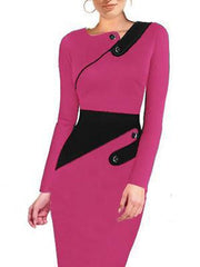 Asymmetric Neck Colouring Bodycon Dress