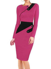 Asymmetric Neck Colouring Bodycon Dress