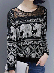 Round Neck Stripes Long Sleeve T-Shirts